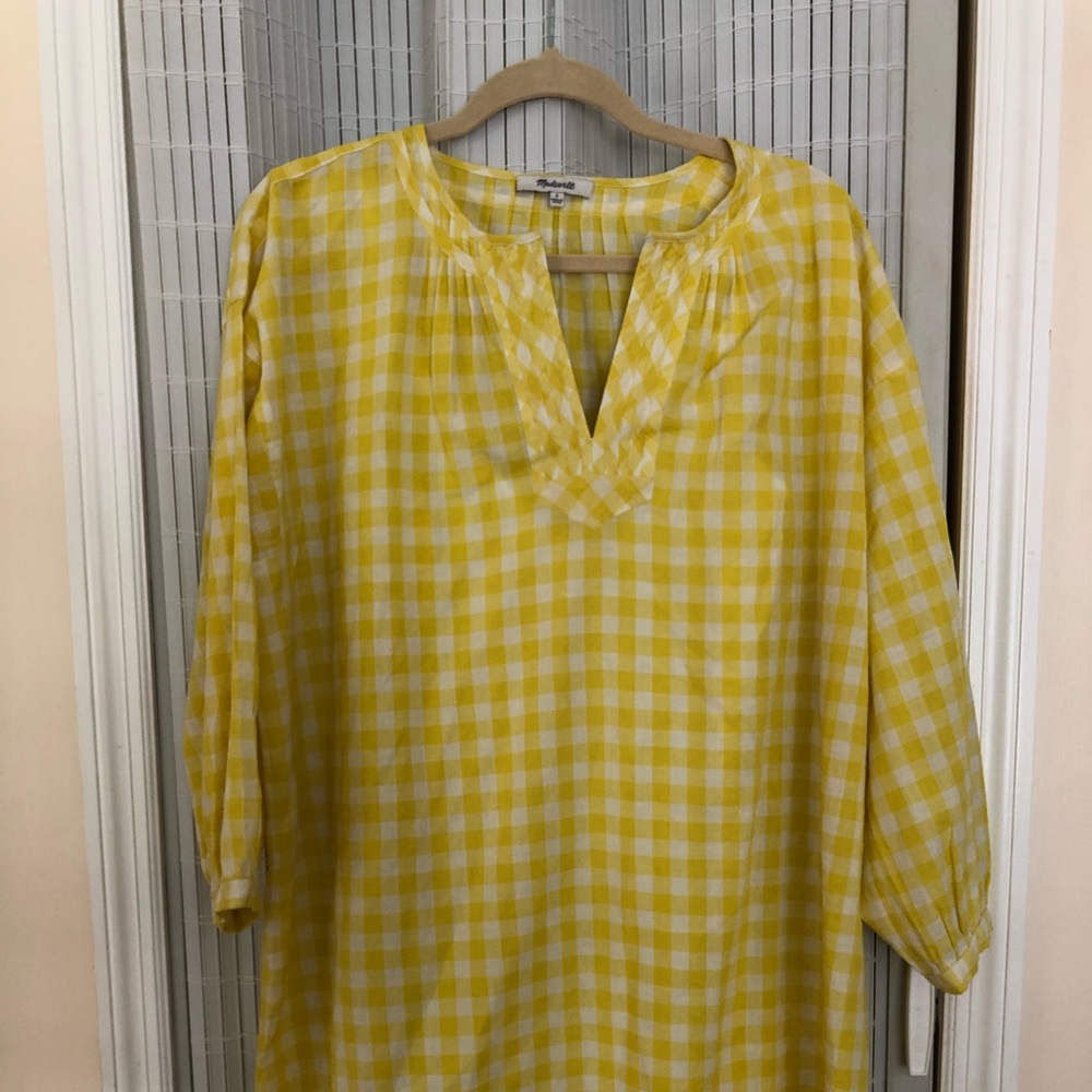 Madewell Yellow Gingham Tunic Dress